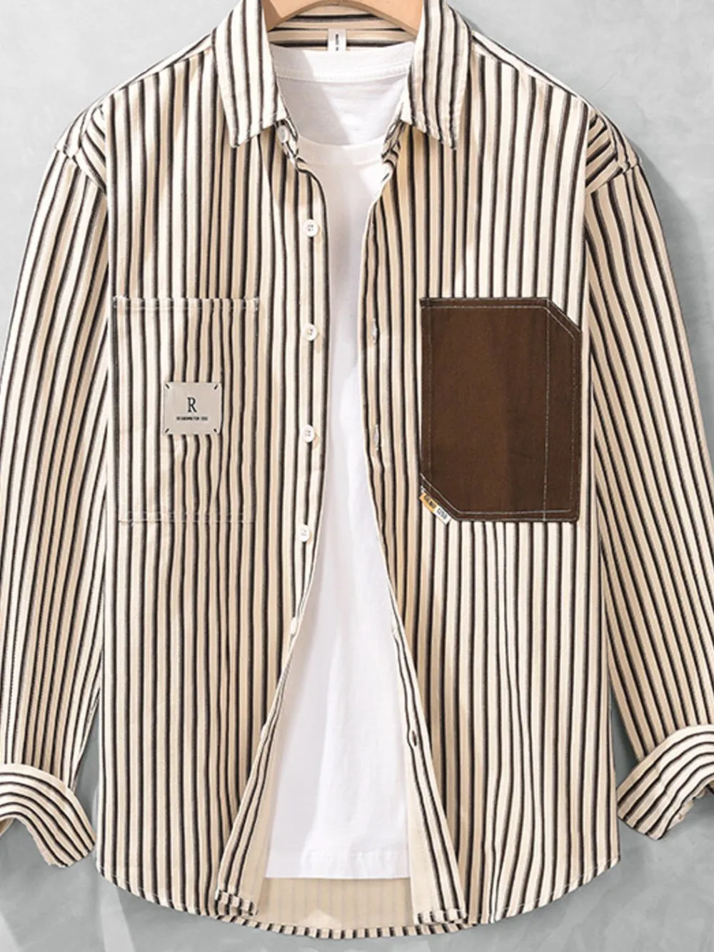 Men's Plus Size Striped Button-Up Shirt, image 2