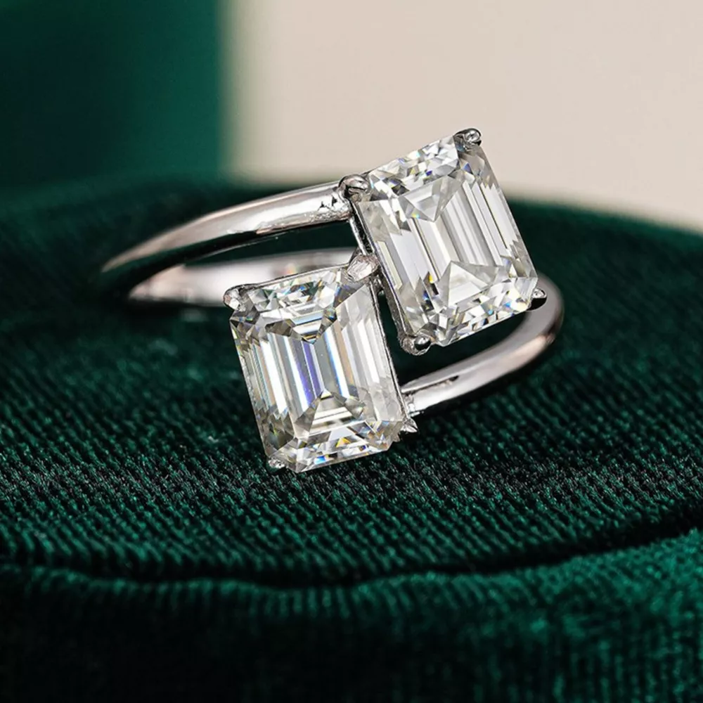 2 Carat Moissanite 925 Sterling Silver Bypass Ring, image 2