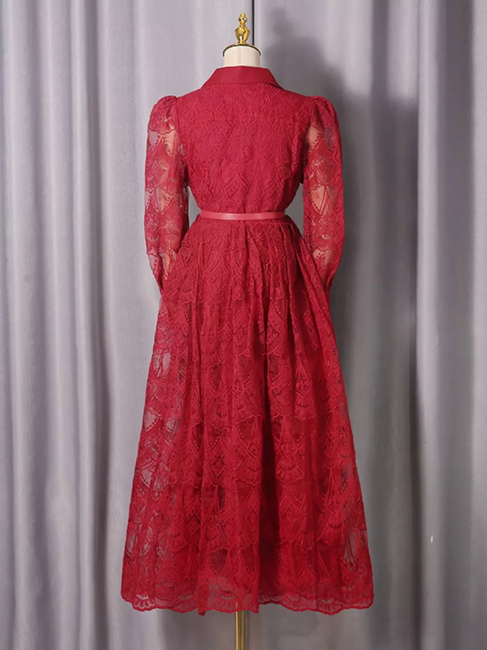 Lace Button Front Midi Dress, image 8