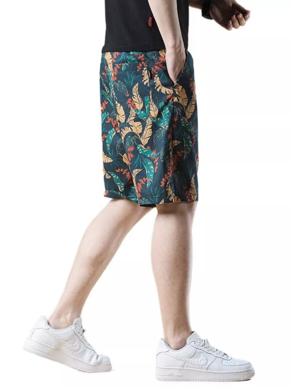 Men's Plus Size Drawstring Printed Loose Fit Shorts, image 6