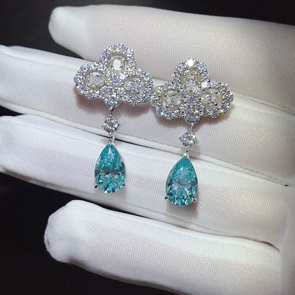 6 Carat 925 Sterling Silver Moissanite Drop Earrings, image 4