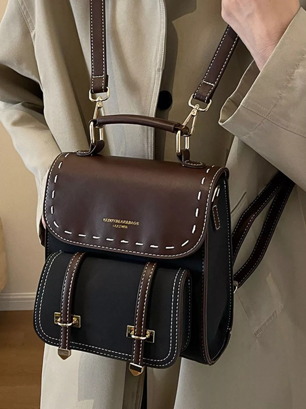Vintage Style Leather Backpack Bag, image 3