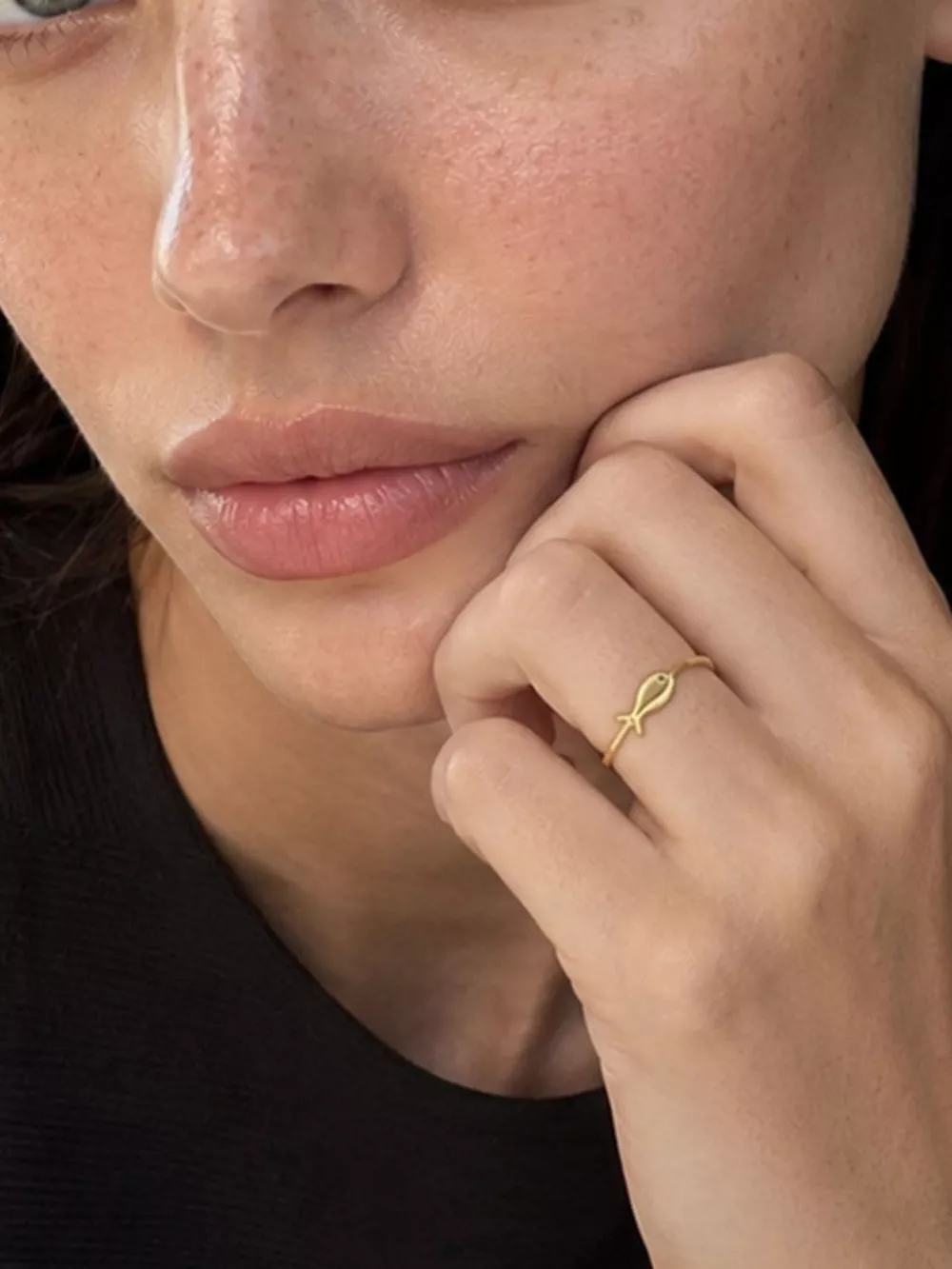 18K Gold-Plated Stainless Steel Fish Ring, image 3
