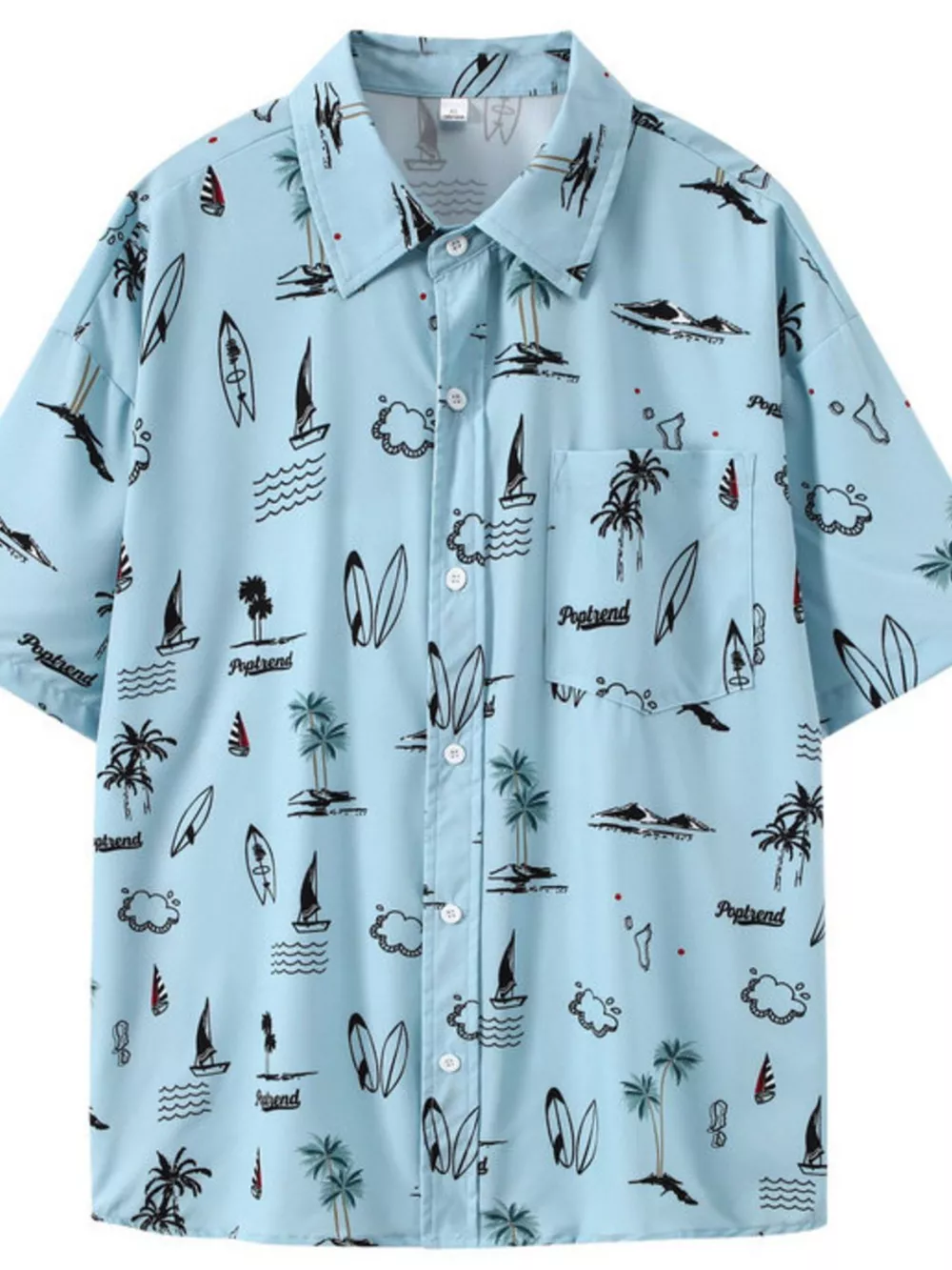 Men's Plus Size Tropical Print Short Sleeve Shirt, image 4