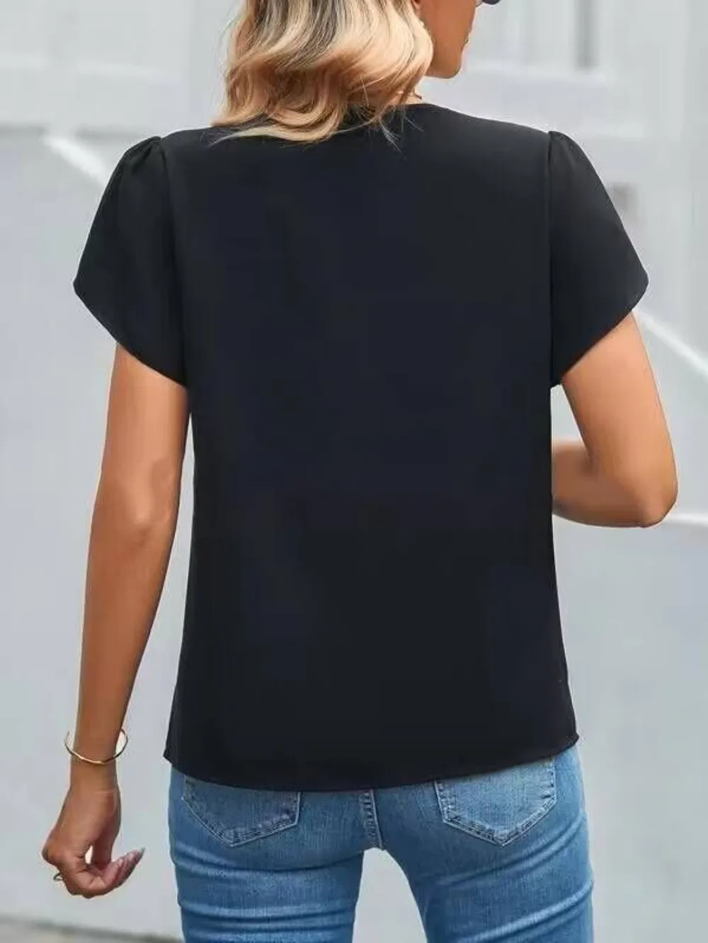 V-Neck Petal Sleeve Blouse, image 7