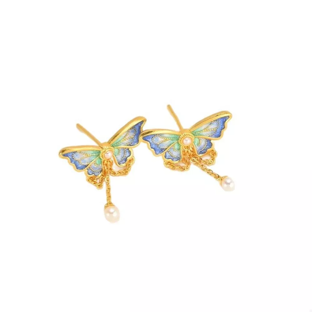 18K Gold-Plated Butterfly Earrings, image 4