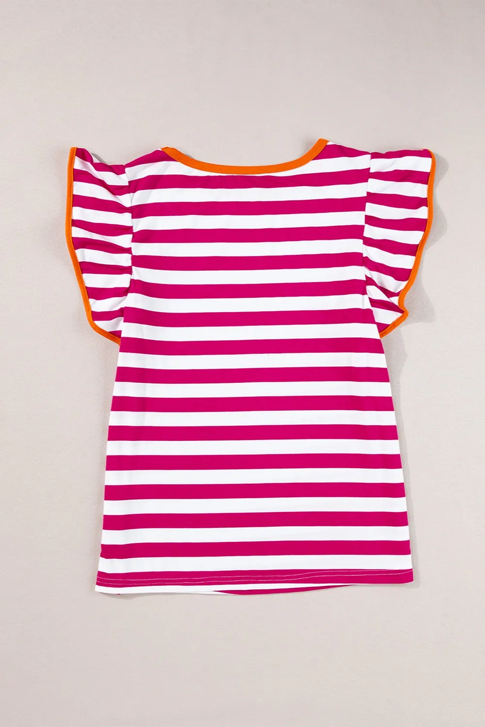 Ruffled Striped Round Neck Cap Sleeve Blouse, image 2