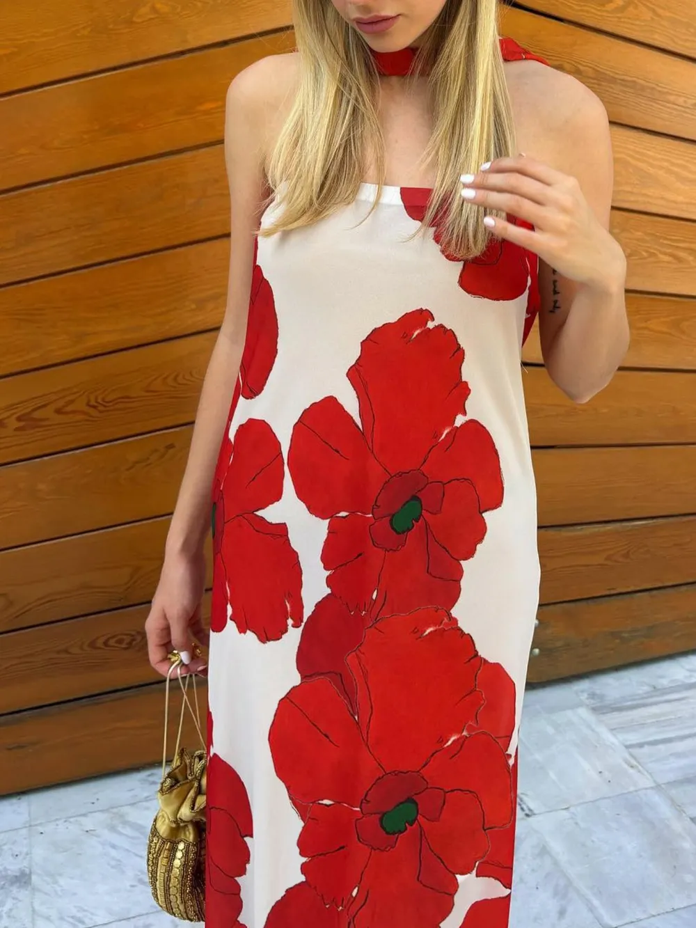 Printed Tube Maxi Dress, image 3