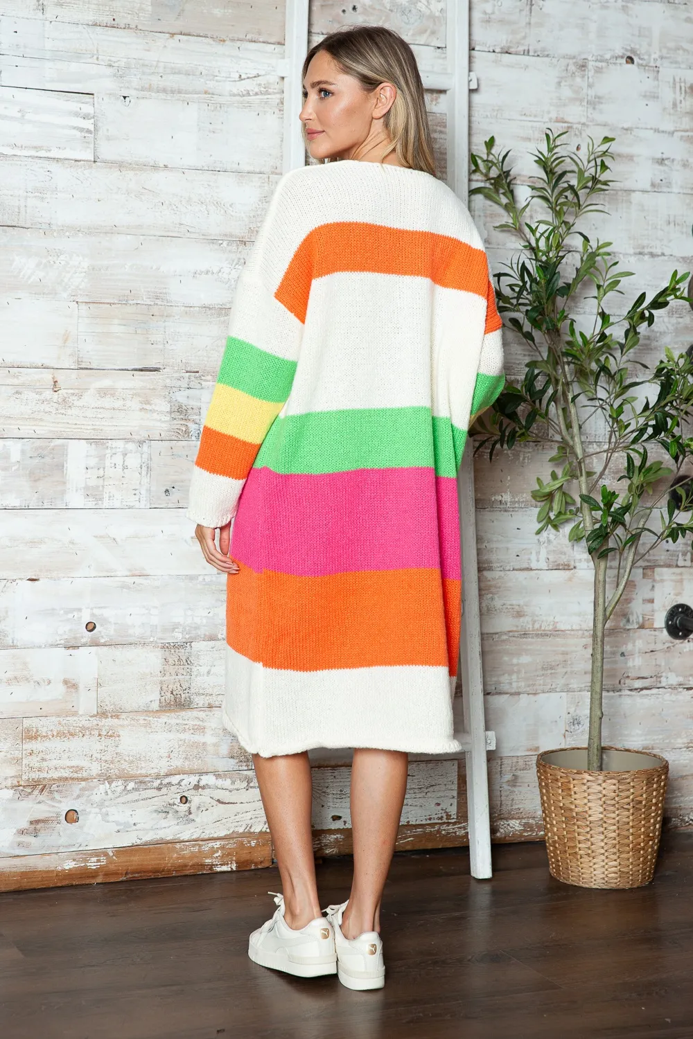 Color Block V-Neck Long Sleeve Sweater Dress, image 2