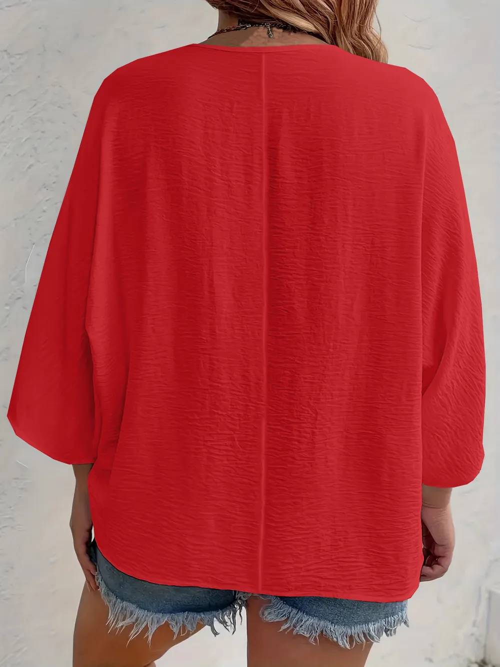 Full Size Casual V-Neck Button Down Relaxed Fit Blouse Plus Size, image 20