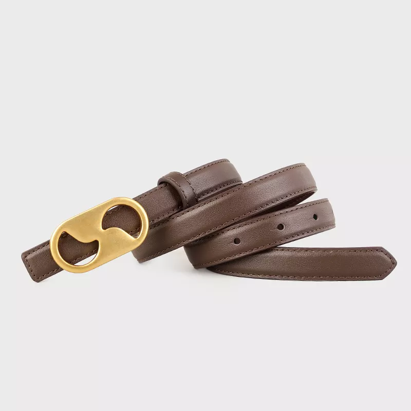 Leather Belt with Golden Buckle, image 8