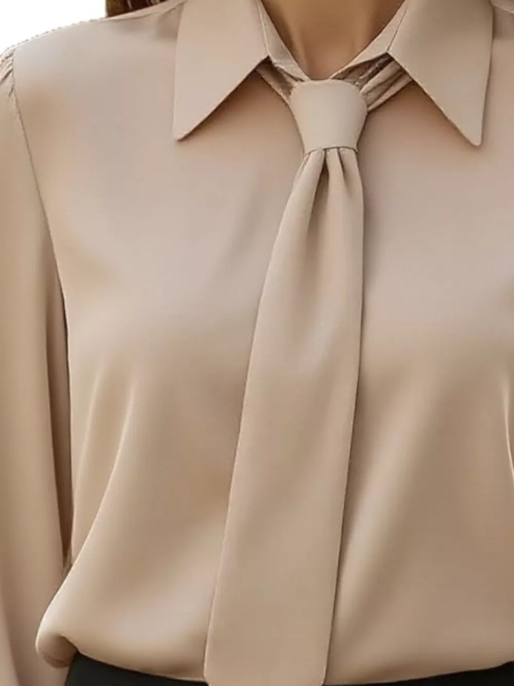 Tie-Neck Long Sleeve Blouse, image 2
