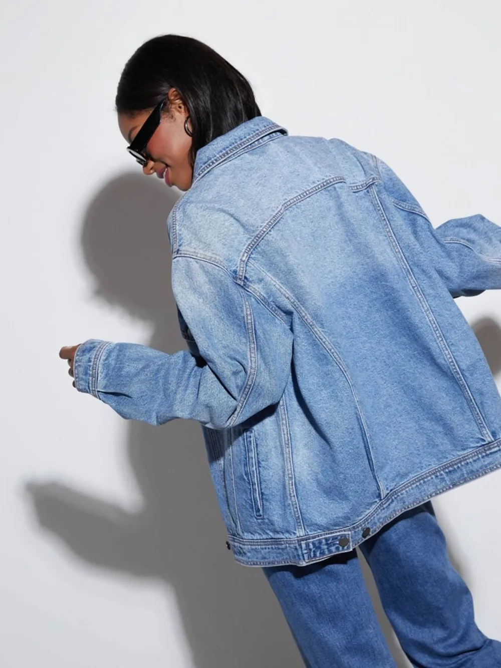 Button Up Collared Neck Denim Jacket, image 3