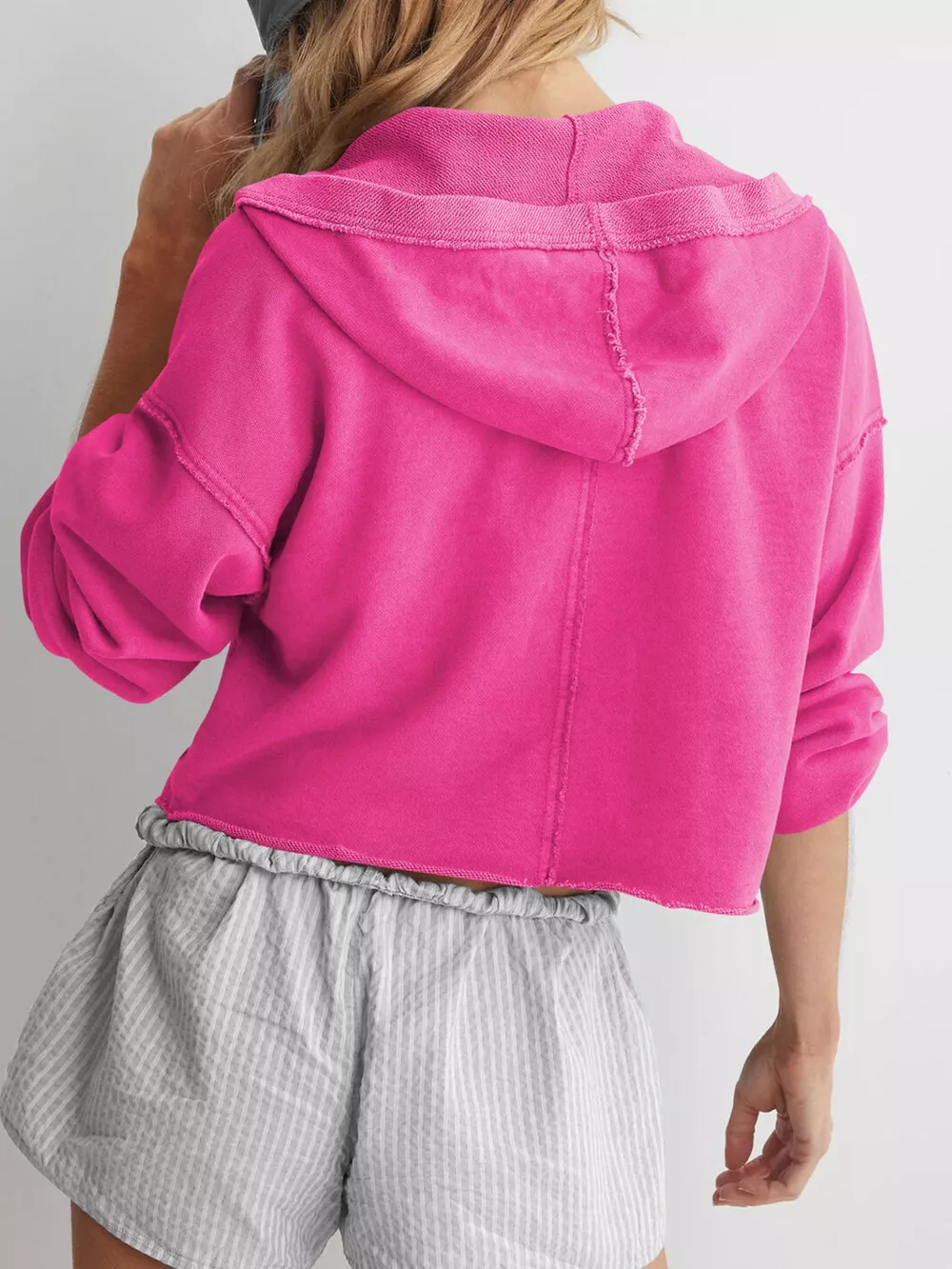 Exposed Seam Dropped Shoulder Hoodie, image 23
