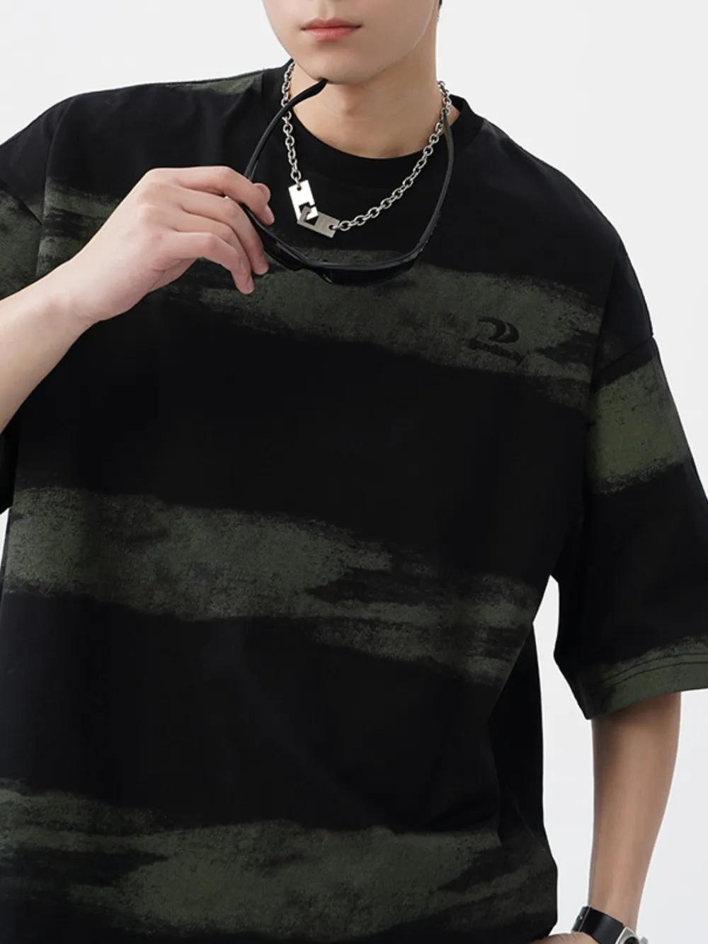Men's Plus Size Basic style Round Neck Striped T-Shirt, image 3