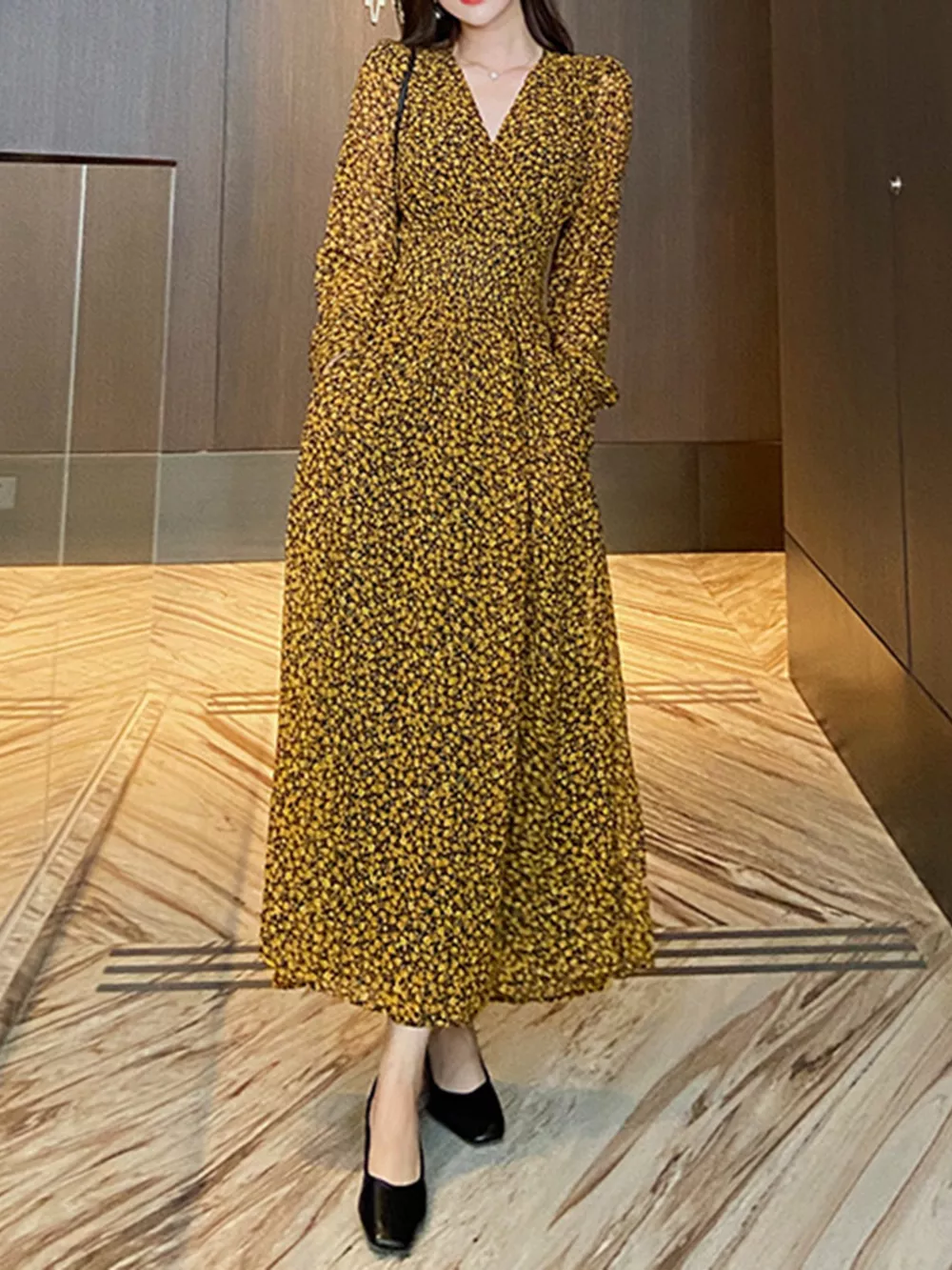 Floral Print Long Sleeve Dress, image 3