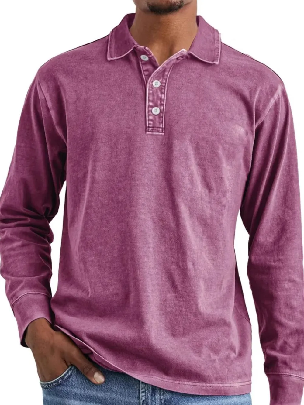 Men's Full Size Collared Neck Long Sleeve Polo Plus Size, image 10