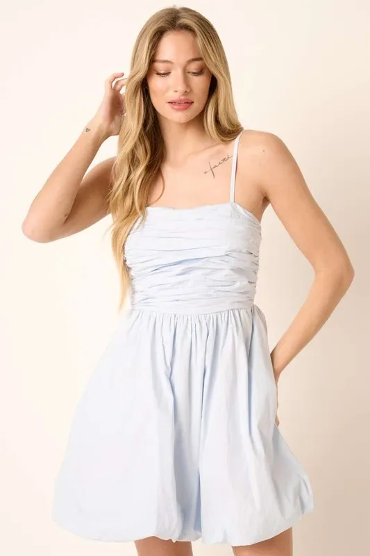 Ruched Detail Bubble Hem Mini Dress