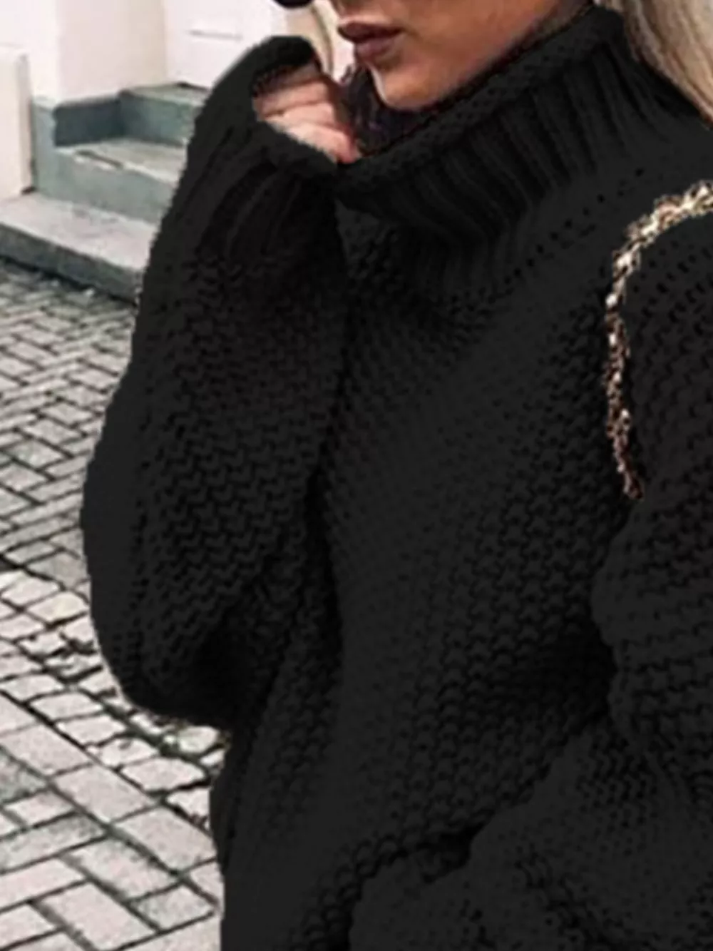 Chunky Knit Turtleneck Sweater, image 3