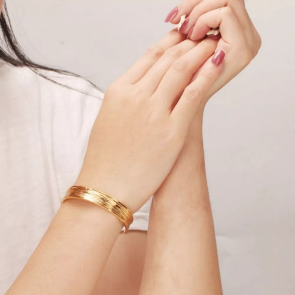 18K Gold-Plated Copper Open Bracelet, image 2