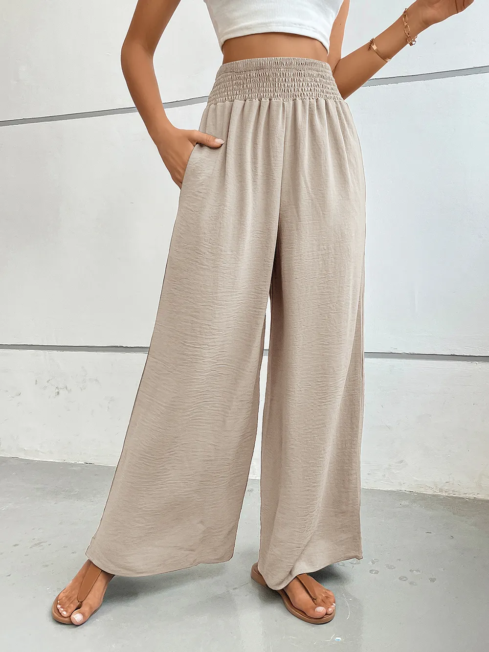 Wide Leg Pants with Pockets, image 3