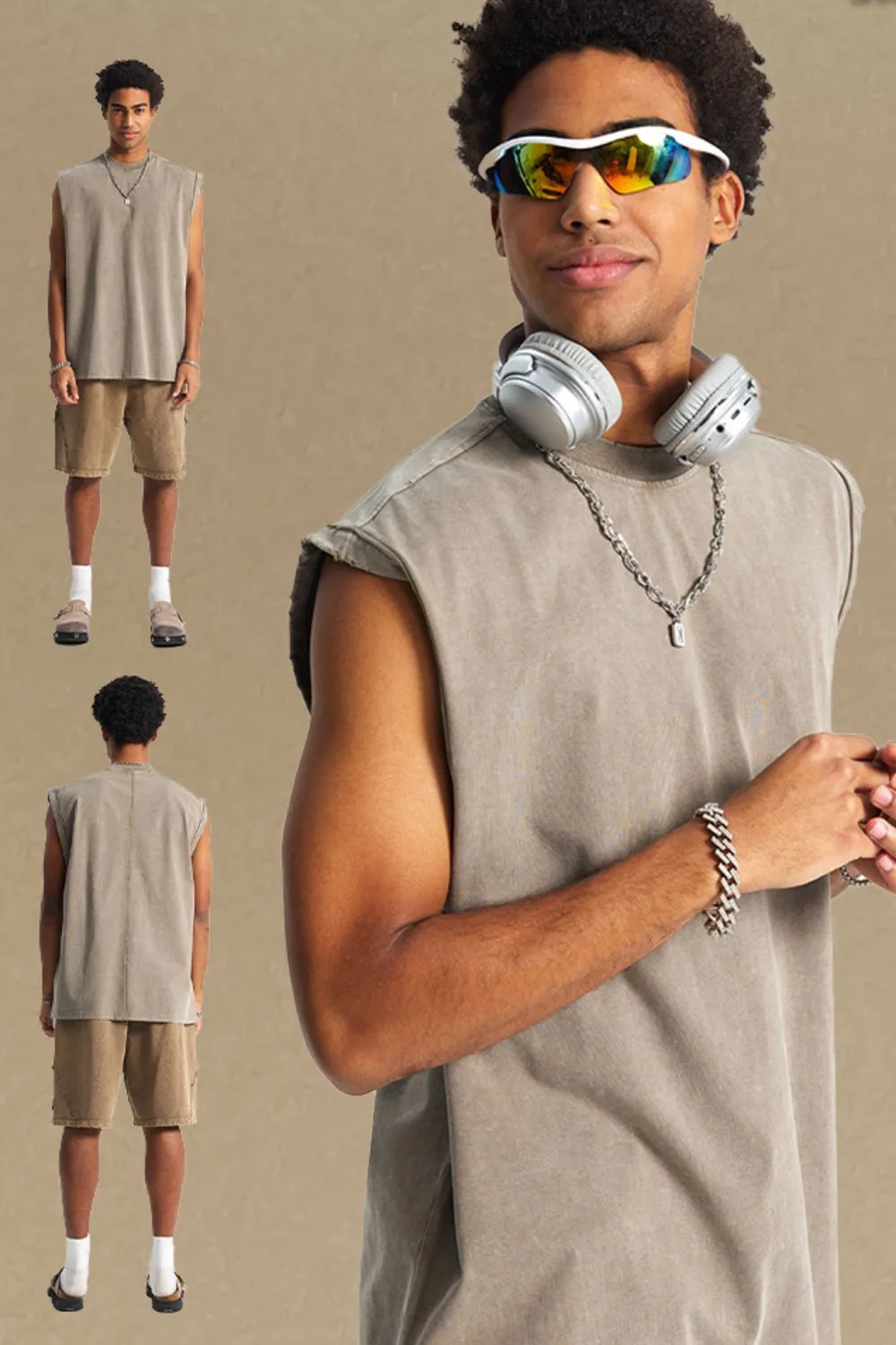 Men's Solid Color Round Neck Tank, image 3