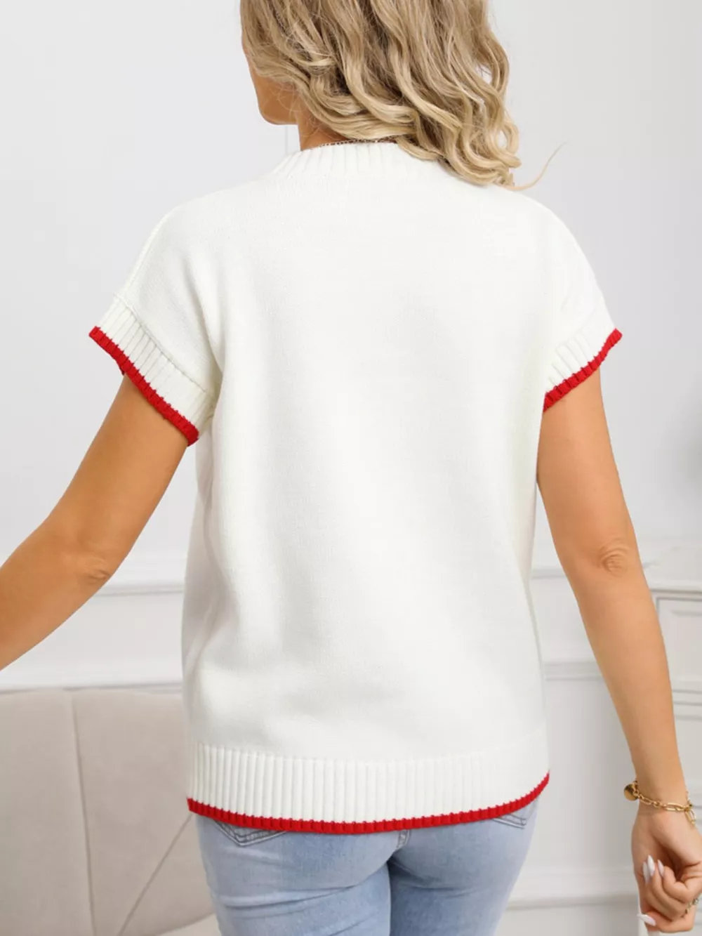 Valentine's Day Heart Graphic Short Sleeve Sweater, image 6