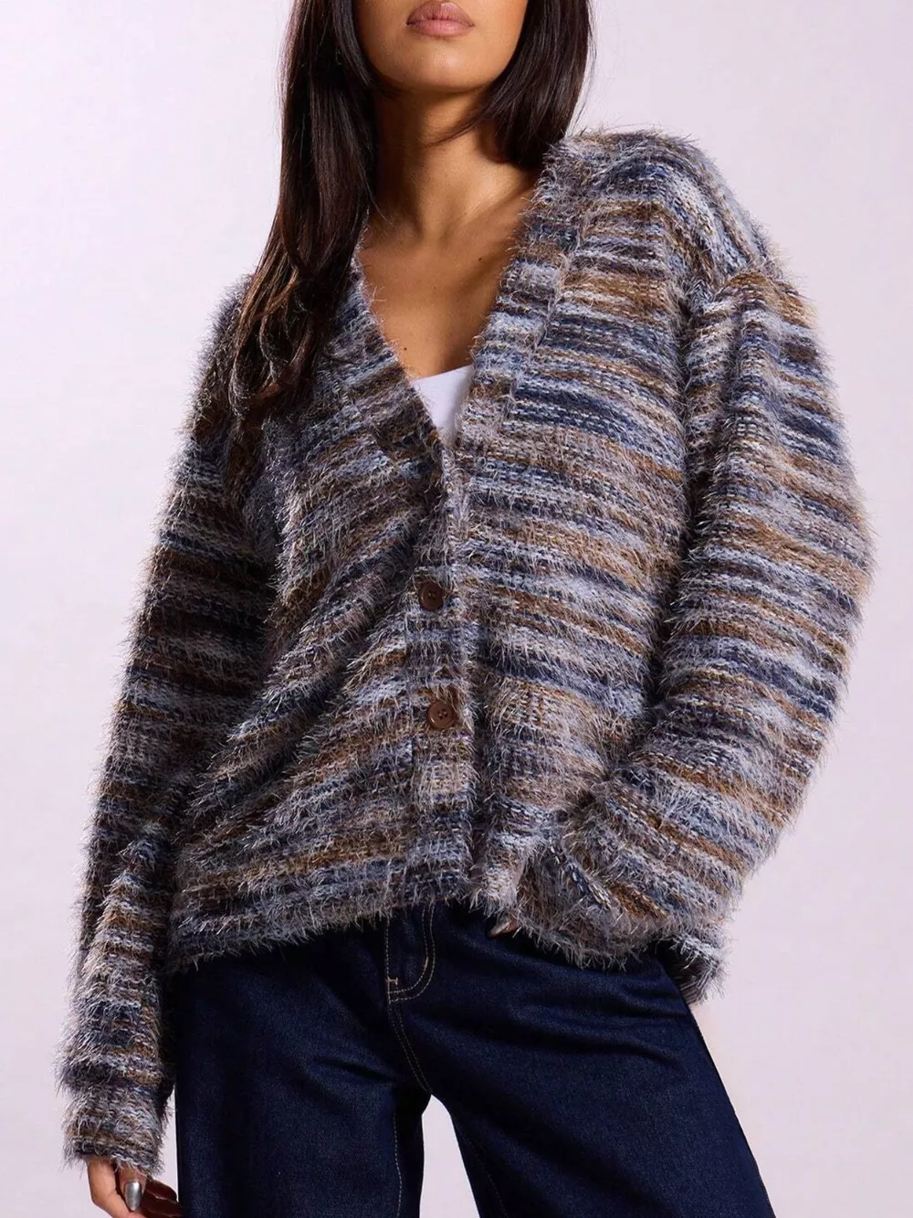 Textured Knit Button-Down Cardigan, image 11