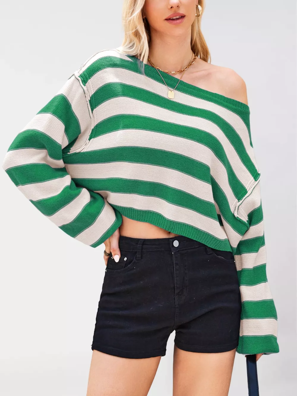 Striped Dropped Shoulder Sweater, image 16