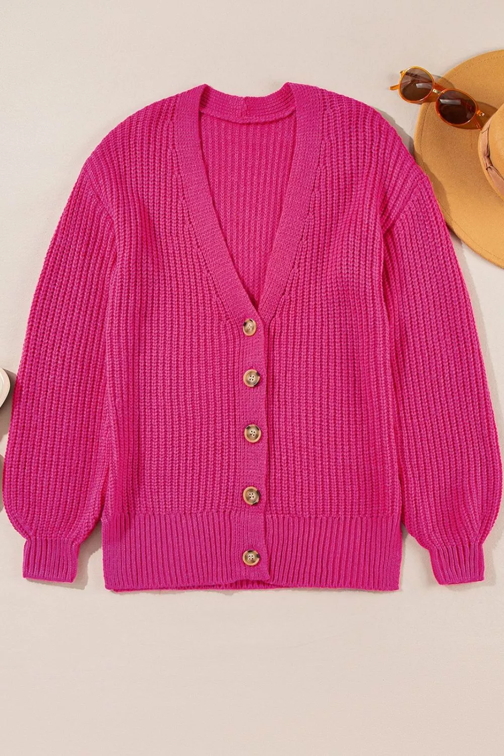 Chunky Knit Button-Down Cardigan, image 4