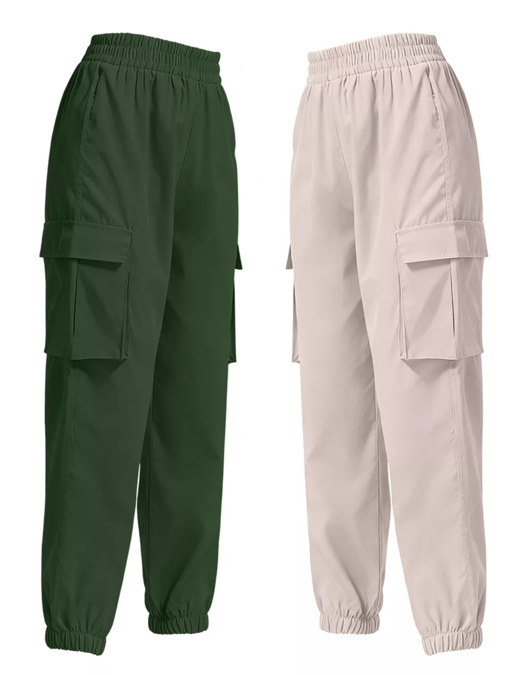 2 Piece Elastic Waist Cargo Pants, image 2