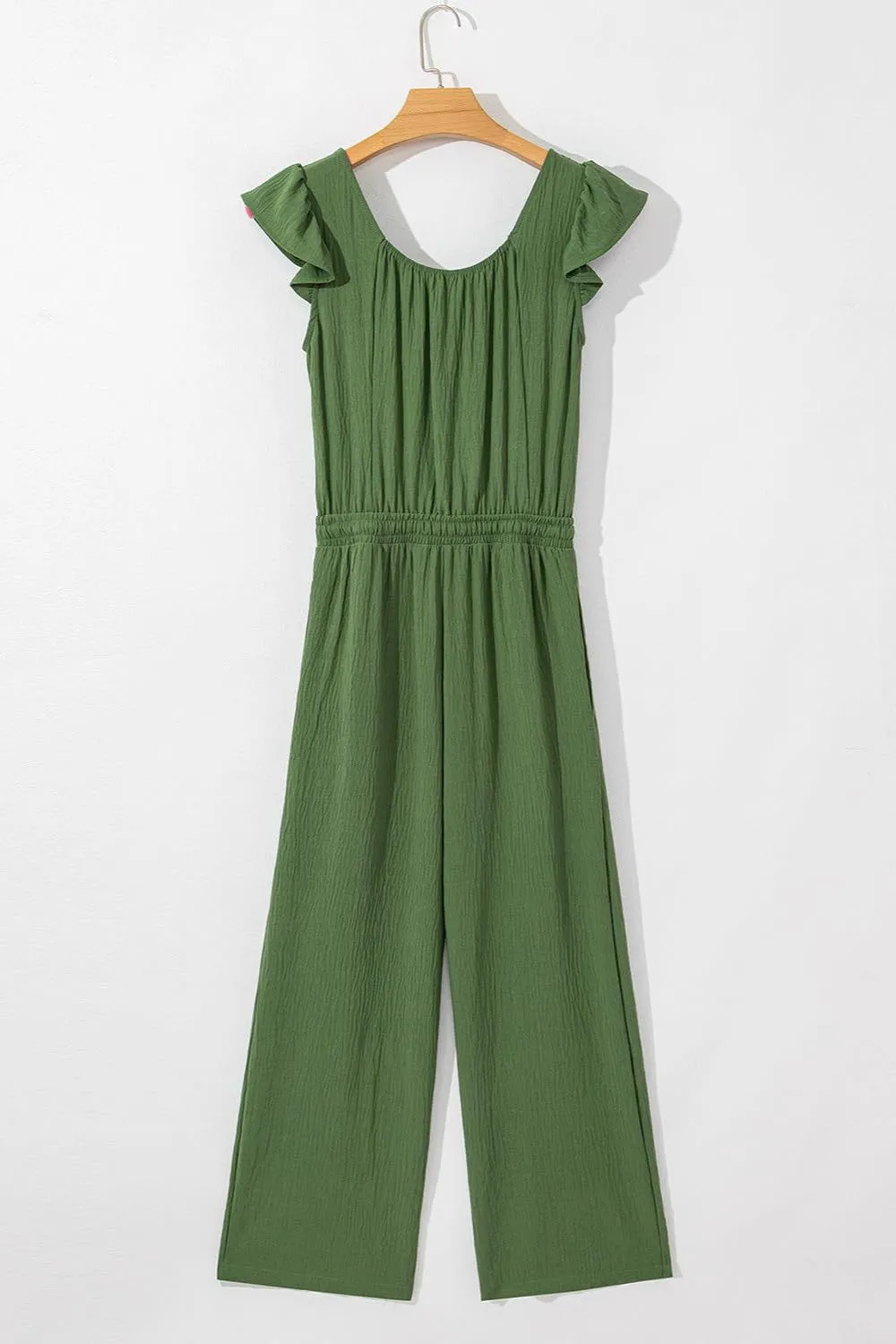 Ruffled Cap Sleeve Wide Leg Jumpsuit, image 4