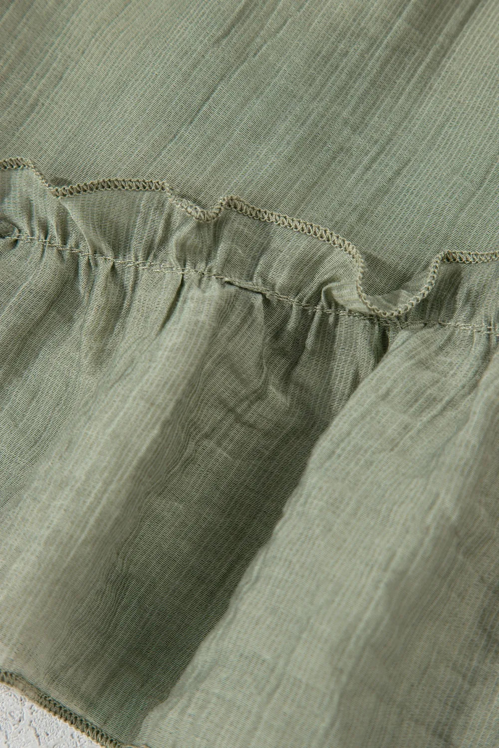 Textured Tie Waist Ruffle Hem Shorts, image 2