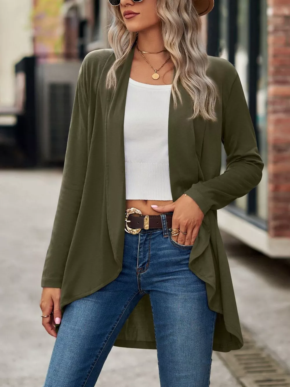 Open-Front Dropped Shoulder Cardigan, image 14