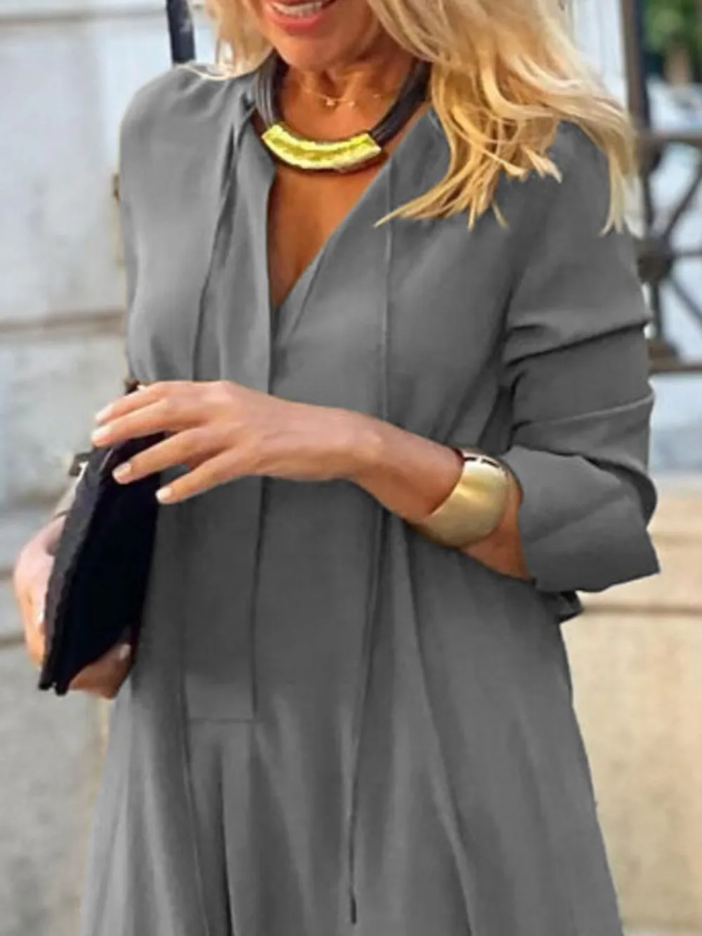 Full Size Solid Color Maxi Shirt Dress Plus Size, image 2