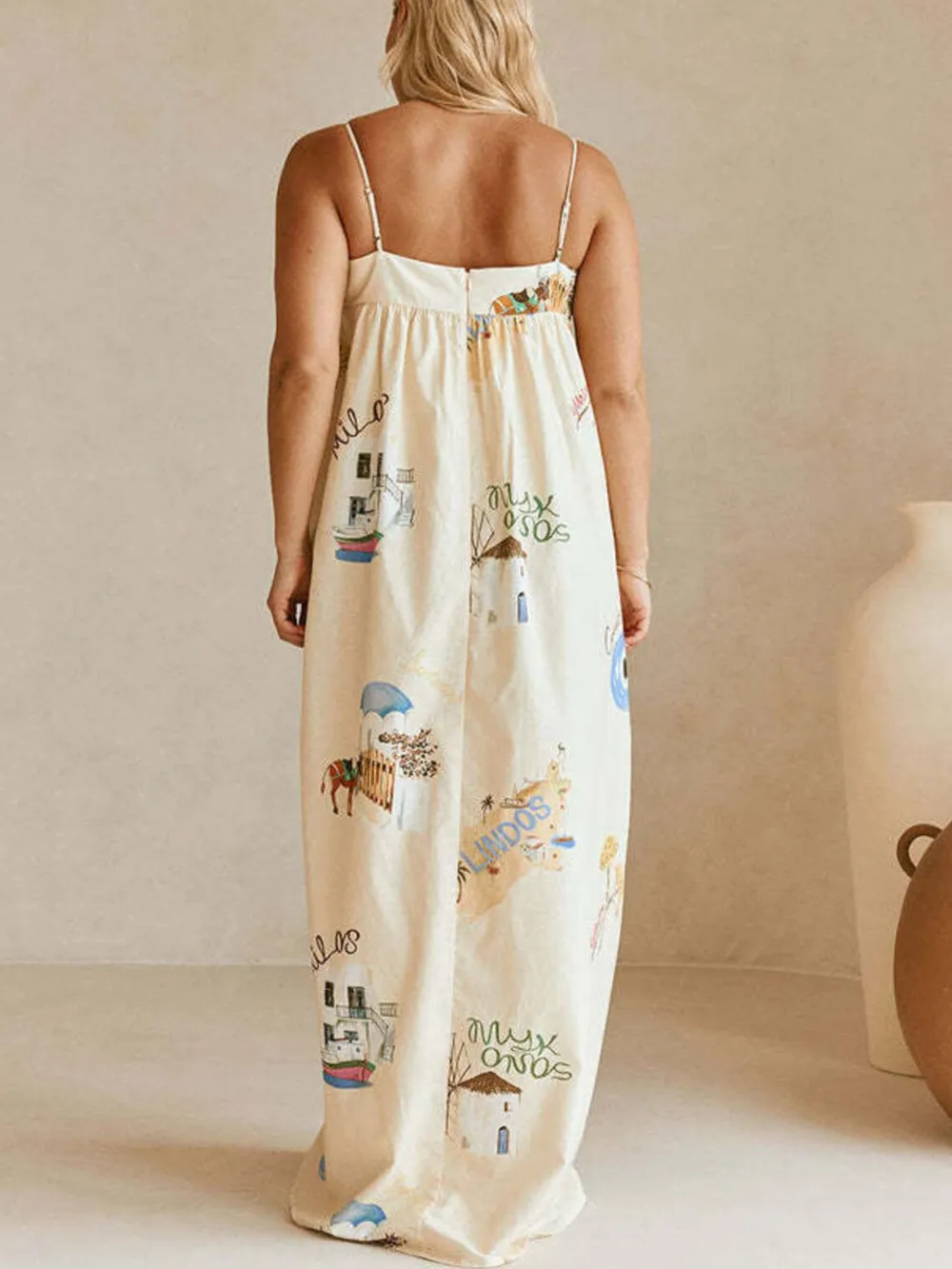 Bohemian Print Cami Maxi Dress with Pockets, image 2