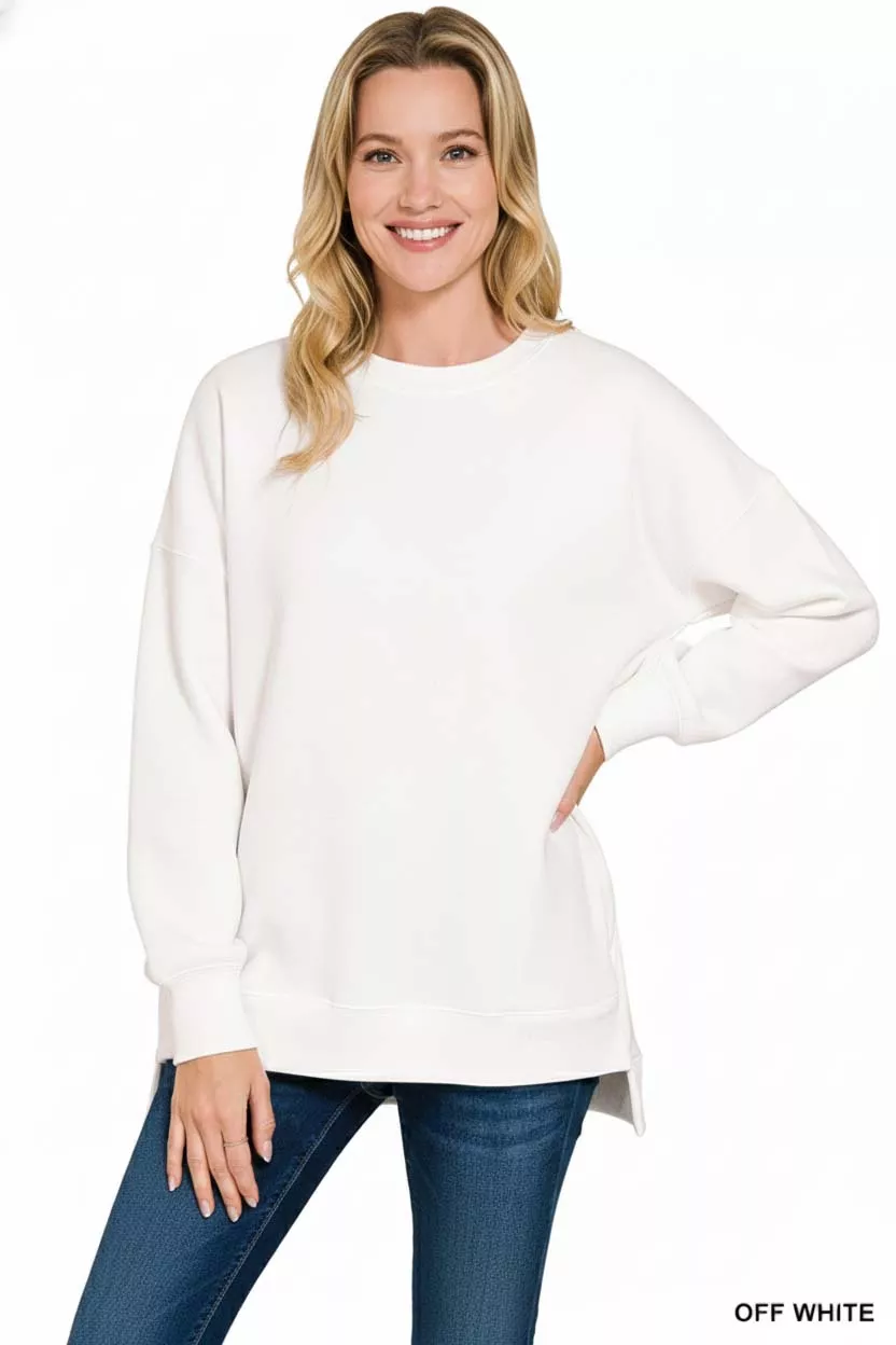 Fleece Hi-low Boyfriend Sweatshirts with Pockets, image 2