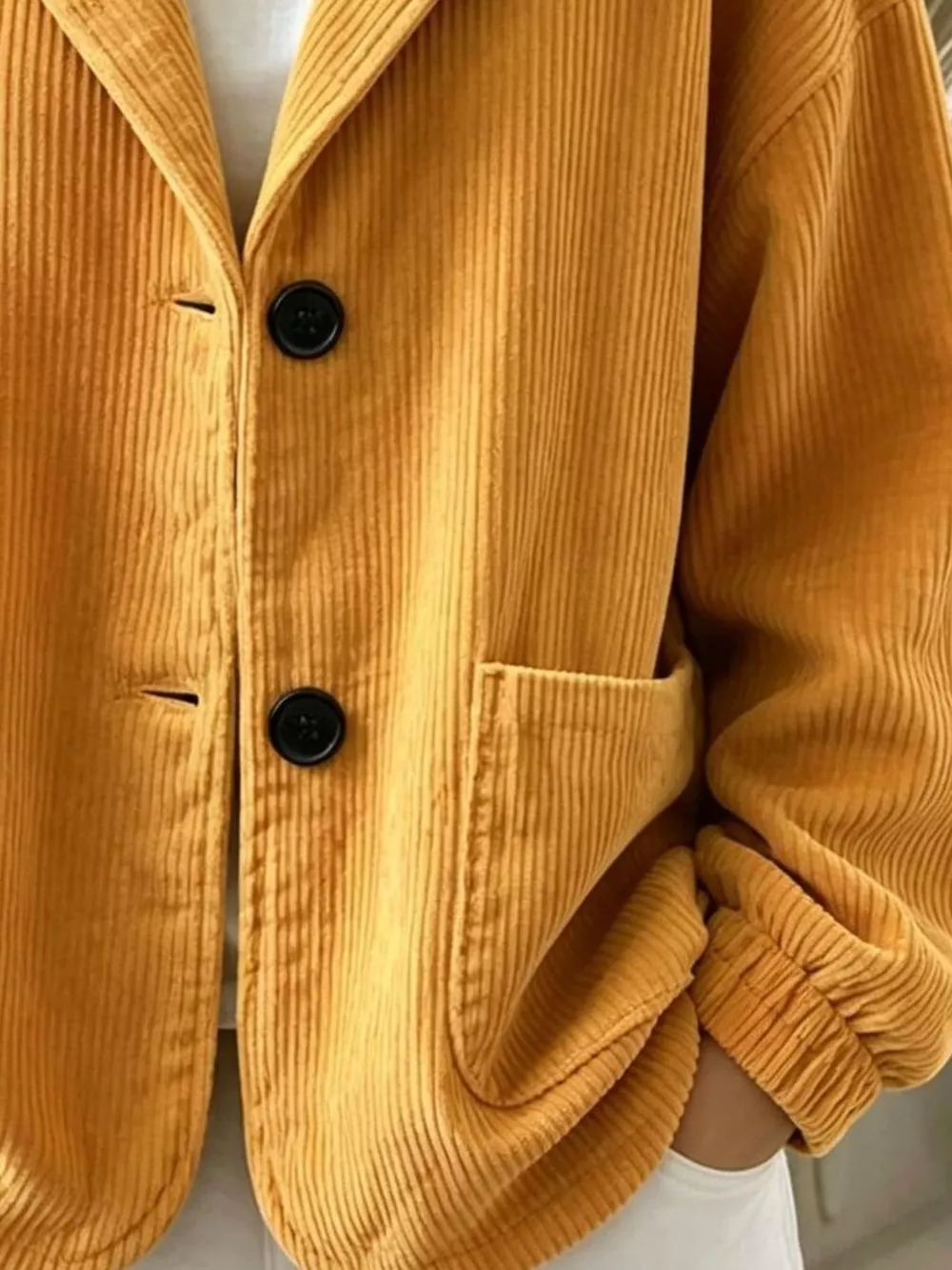 Full Size Corduroy Button Up Hooded Jacket Plus Size, image 2
