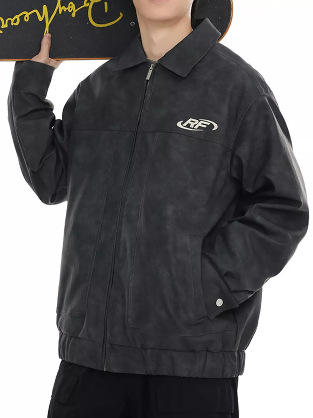 Men's Plus Size Wash Zip-Up Jacket, image 4