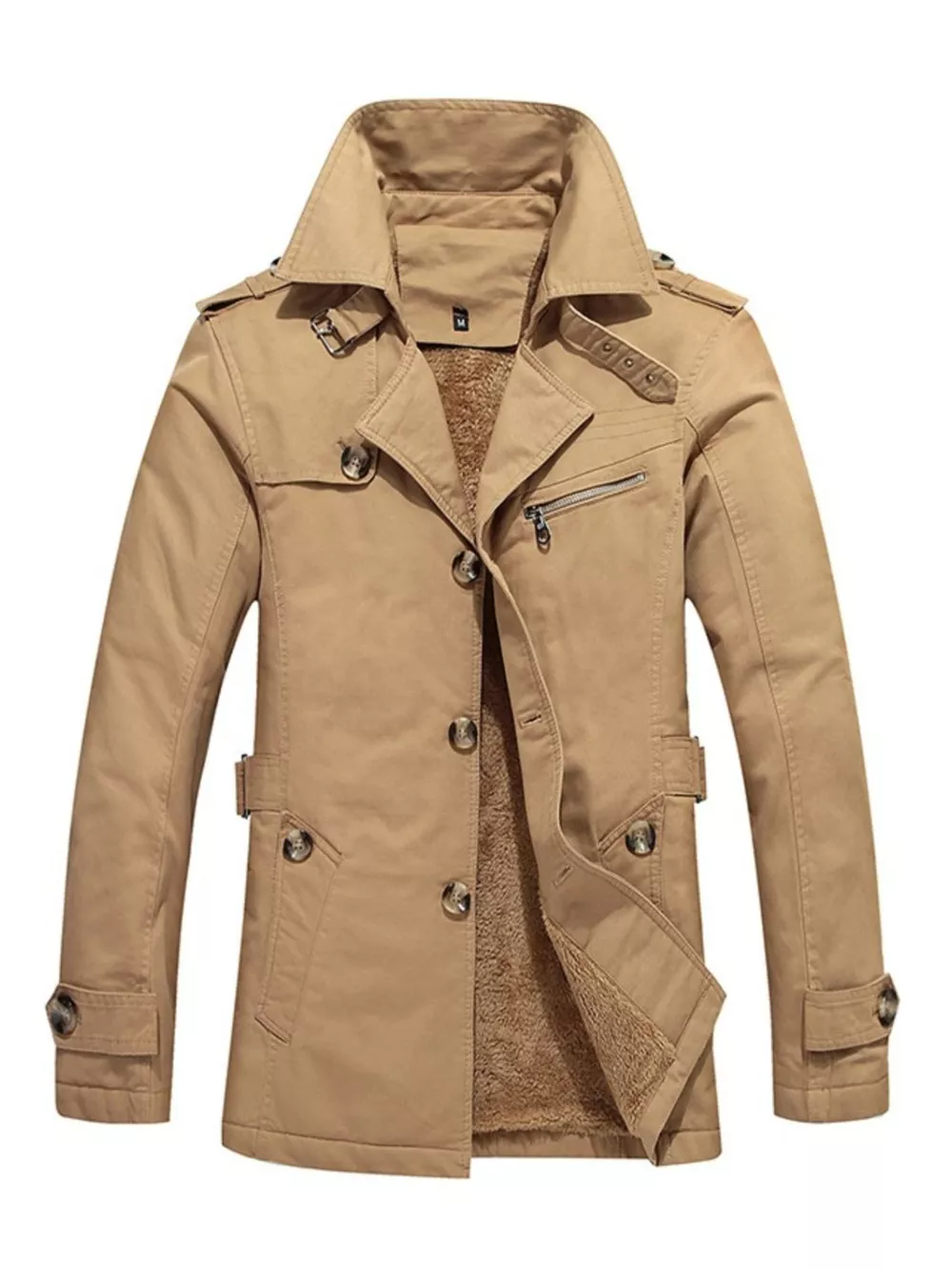 Men's Plus Size Button Up Long Sleeve Coat, image 2