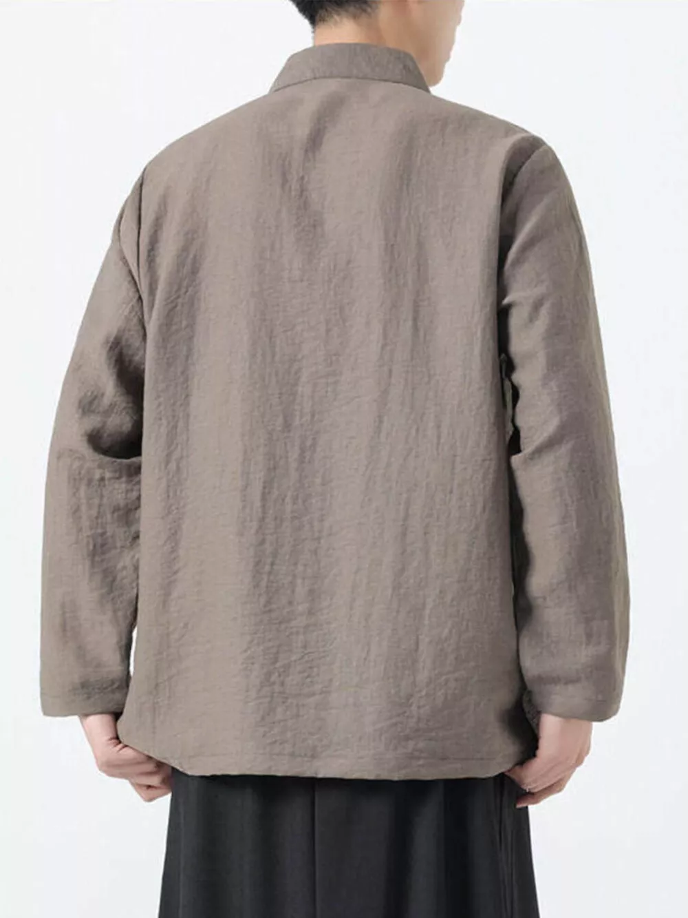 Men's Plus Size Chinese Style Embroidered Bamboo Linen Shirt, image 5