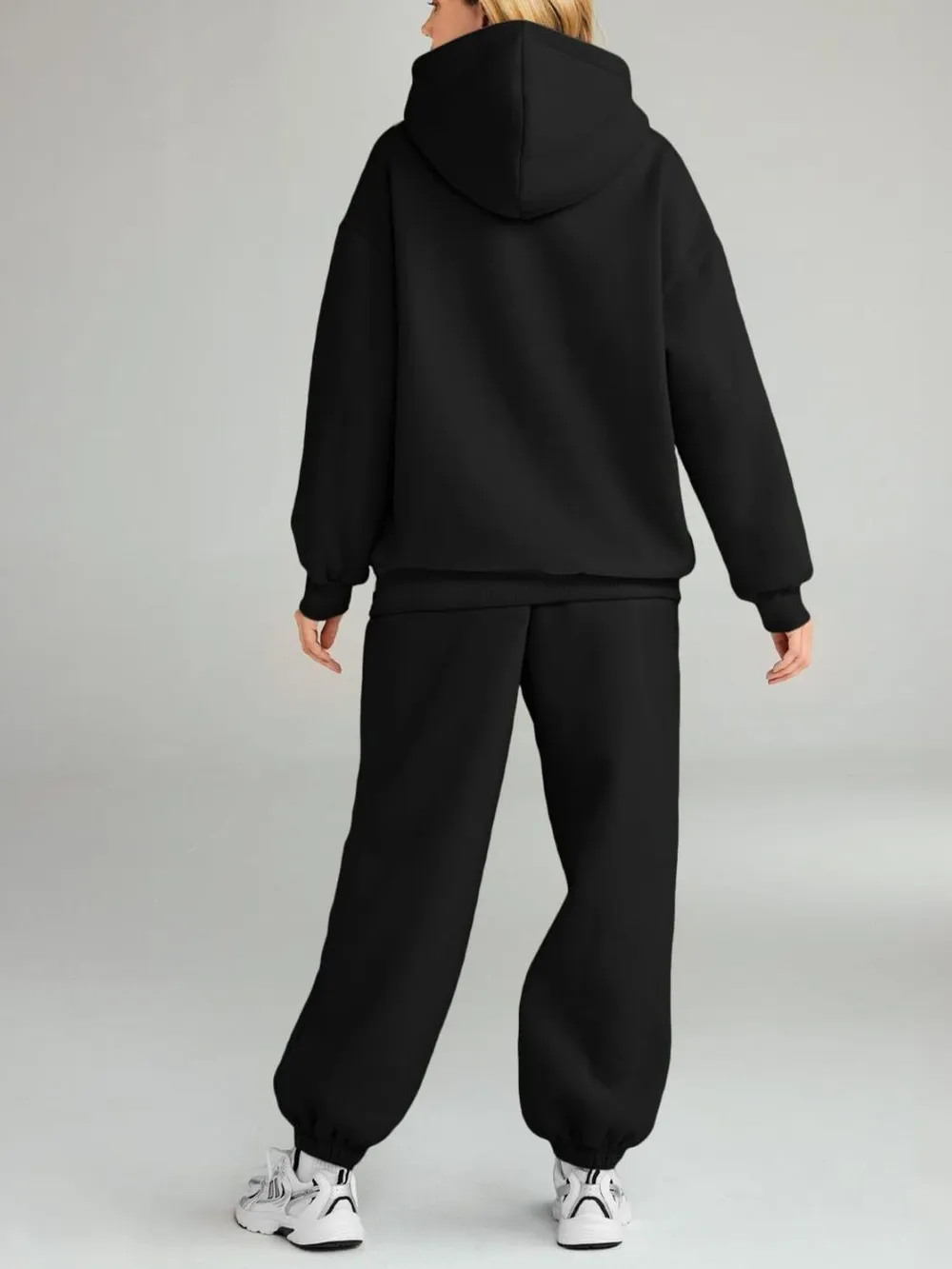 Full Size Kangaroo Pocket Hoodie and Joggers Set Plus Size, image 2