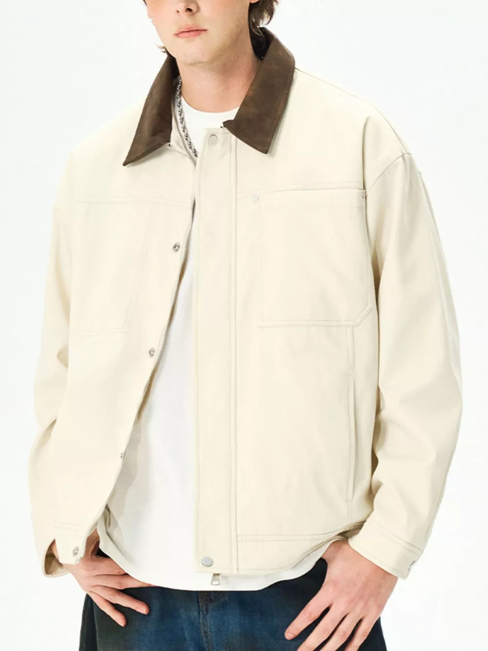 Men's Plus Size Snap Down Long Sleeve Jacket, image 5