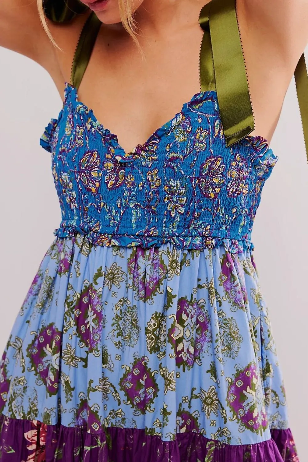 Floral Tiered Maxi Dress with Mixed Print Design, image 4