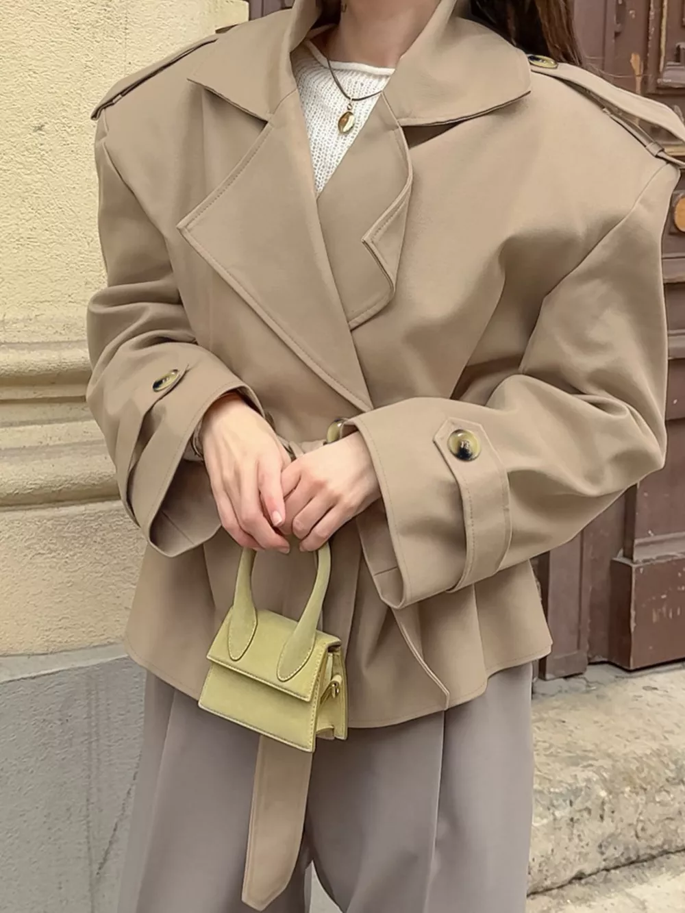Chic Double-Breasted Belted Trench Coat, image 4