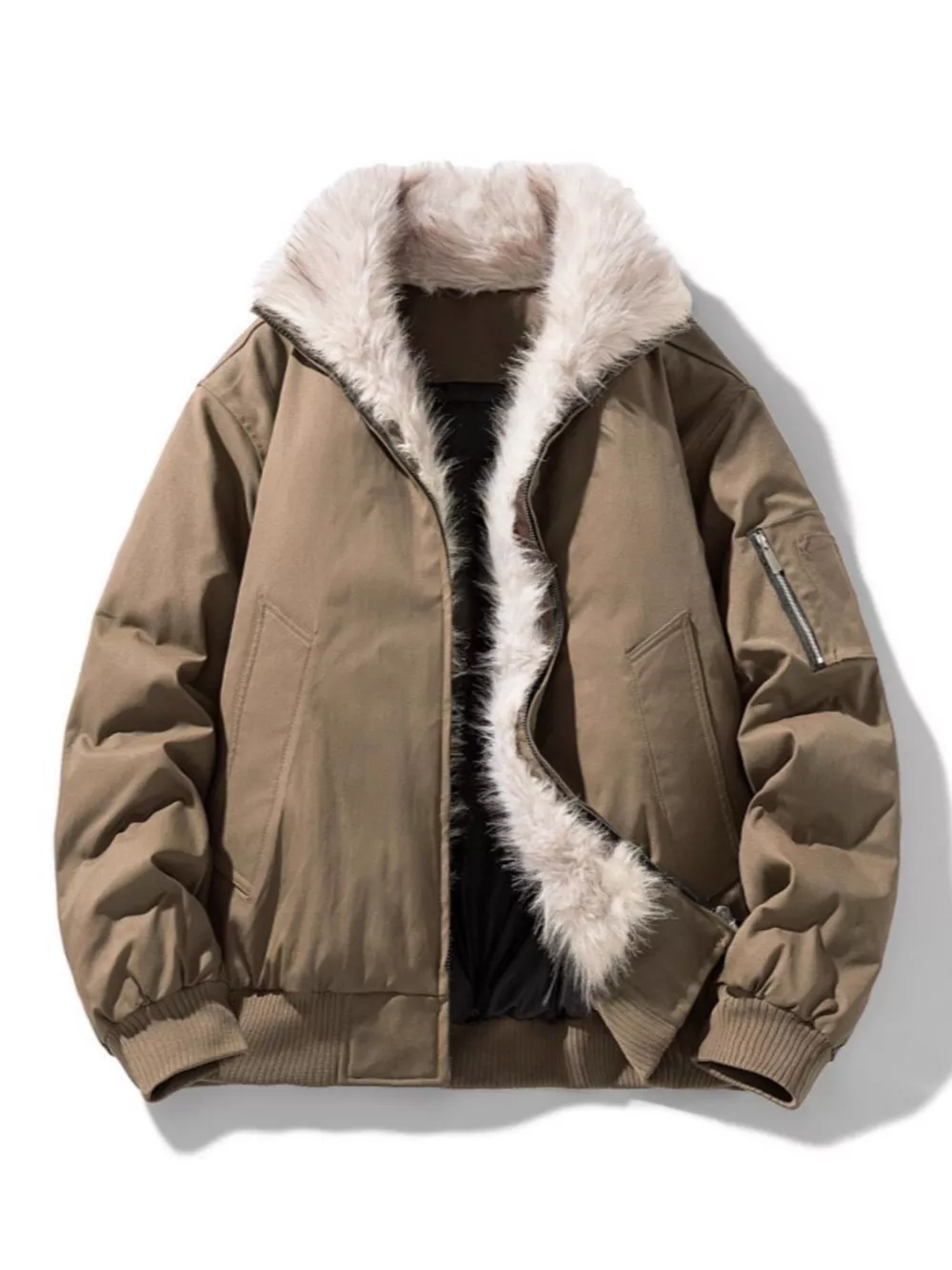 Men's Plus Size Zip Up Bomber Jacket, image 4