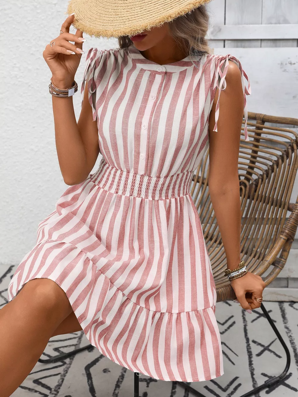Striped Ruffle Hem Summer Dress, image 17