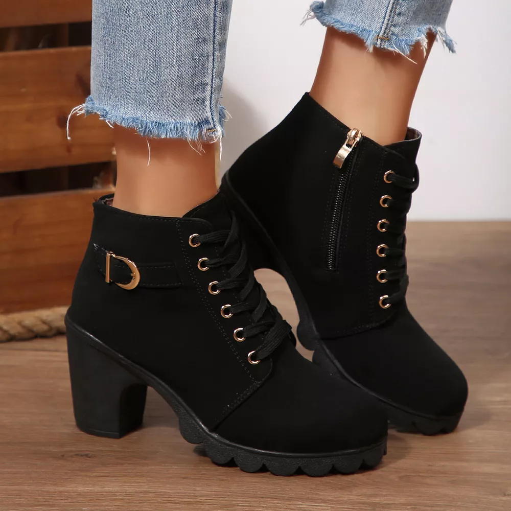 Lace Up Block Heels Boots, image 3