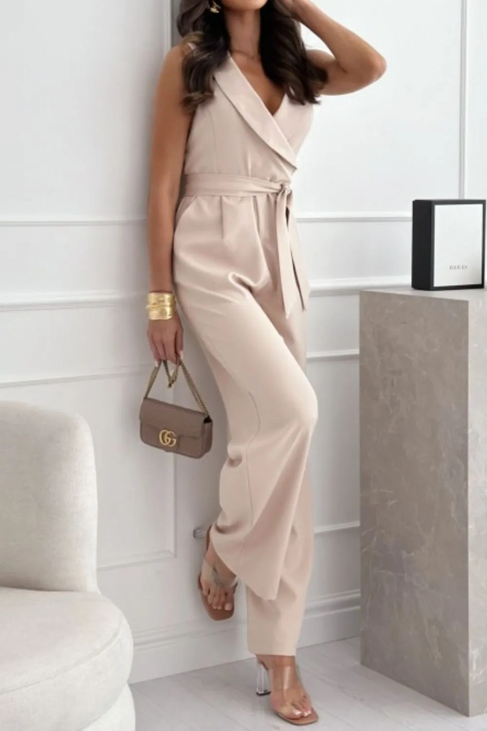 Surplice Sleeveless Wide Leg Jumpsuit, image 5