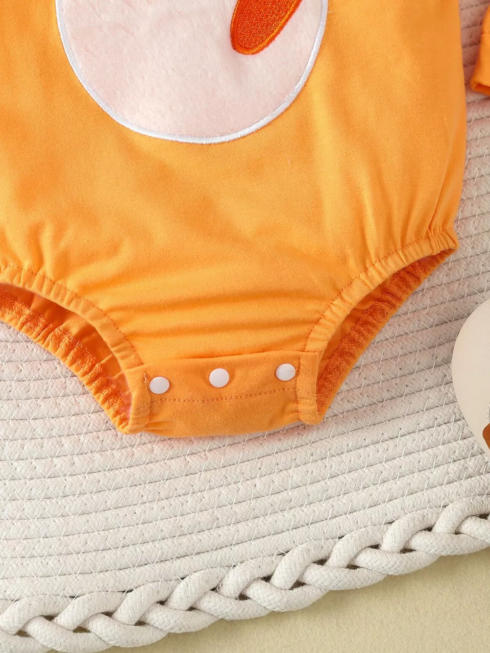 Children's Carrot Embroidered Round Neck One-Piece & Hat Set, image 5